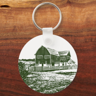 Llavero Paisaje campestre estilo madera casa de campo