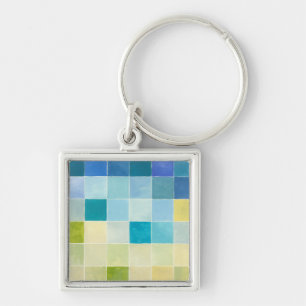 Llavero Paisaje con cuadrados pixilados multicolores