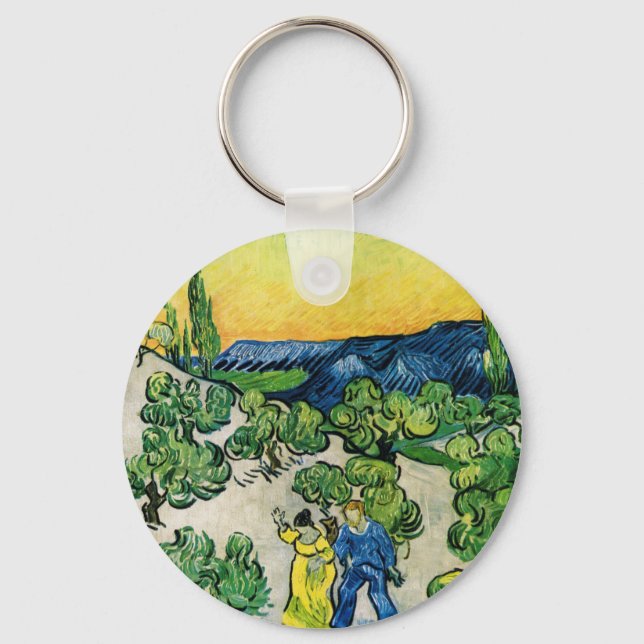 Llavero Paisaje con Pareja caminando por Vincent van Gogh (Anverso)