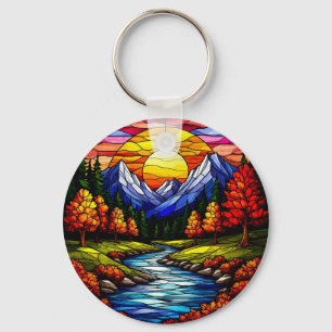 Llavero Paisaje de Vidrio Pintado