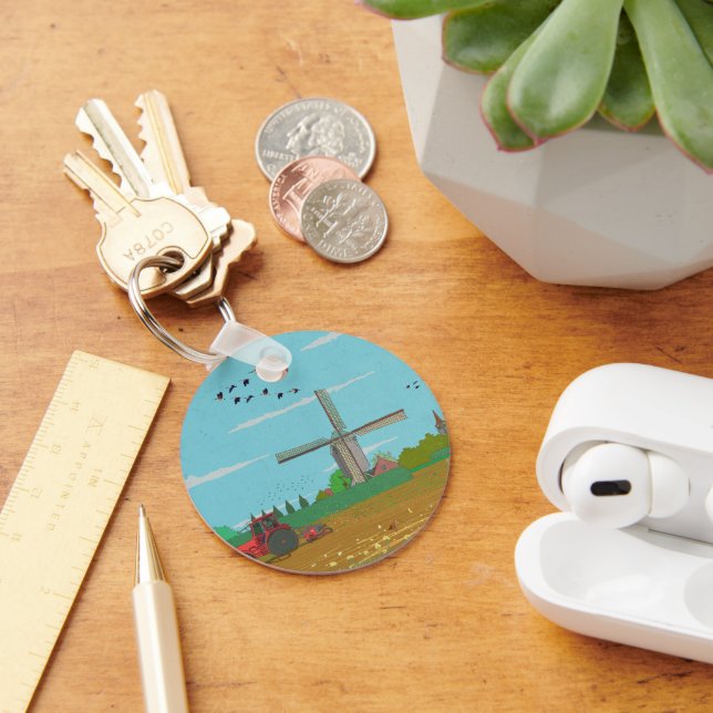 Llavero Paisaje del campo del molino de viento holandés (Escritorio )