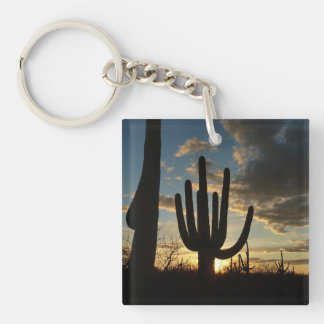 Llavero Paisaje del desierto de Saguaro Sunset II Arizona