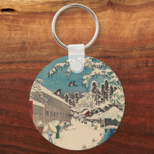 Llavero paisaje invernal de Hiroshige Japón ukiyo-e antigu