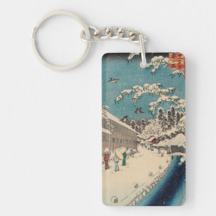 Llavero paisaje invernal de Hiroshige Japón ukiyo-e antigu
