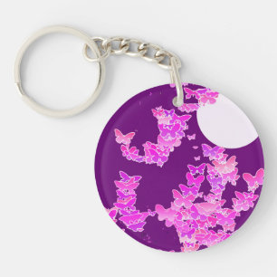Llavero Paisaje lunar con mariposas - orquídea, amatista