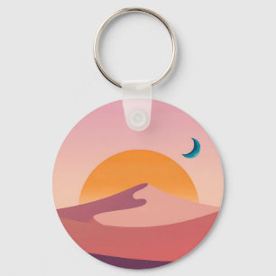 Llavero Paisaje minimalista del desierto con puesta de sol