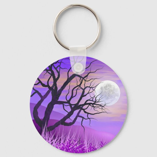 Llavero Paisaje natural con fondo púrpura (Anverso)