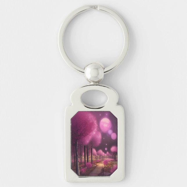 Llavero Paisaje nocturno rosado de ensueño (Anverso)