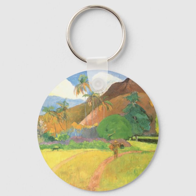 Llavero Paisaje tahitiano, montañas Tahiti, Paul Gauguin (Anverso)