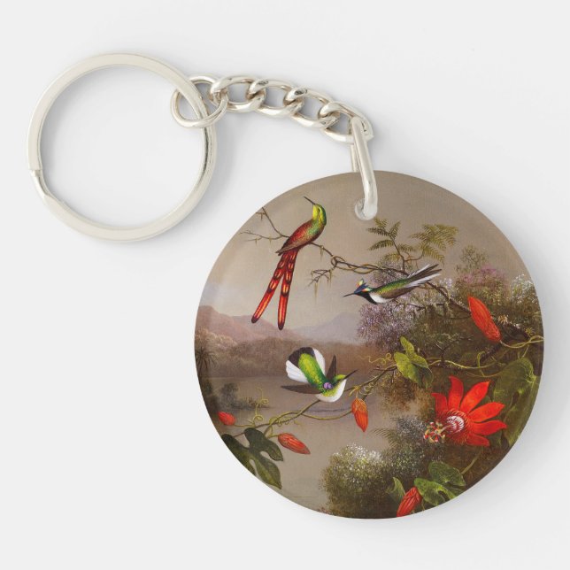 Llavero Paisaje tropical con 10 Hummingbirds Heade (Frente)