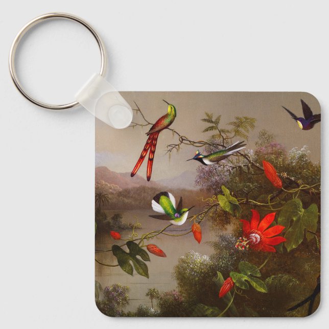 Llavero Paisaje tropical con 10 Hummingbirds Heade (Anverso)