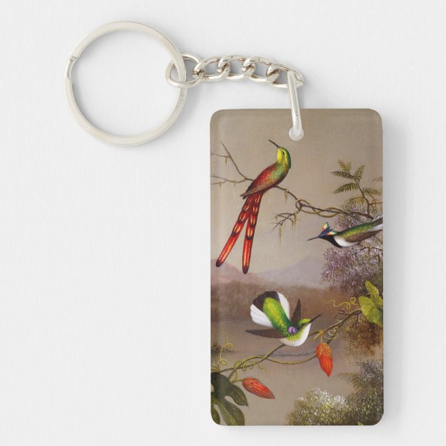 Llavero Paisaje tropical con 10 Hummingbirds Heade (Frente)