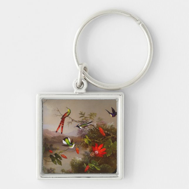 Llavero Paisaje tropical con 10 Hummingbirds Heade (Frente)