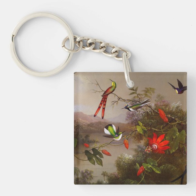 Llavero Paisaje tropical con 10 Hummingbirds Heade (Frente)