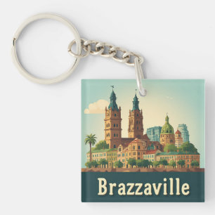 Llavero Paisaje urbano de Brazzaville con catedral históri