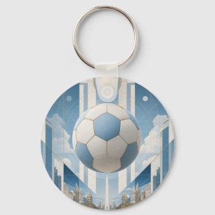 Llavero Paisaje urbano de fútbol geométrico-Argentina