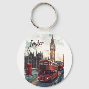 Llavero Paisaje urbano de Londres con autobús de dos pisos
