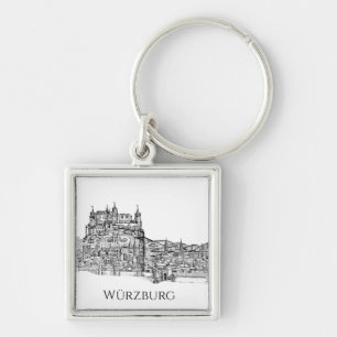 Llavero Paisaje urbano de Würzburg Baviera Arte lineal min