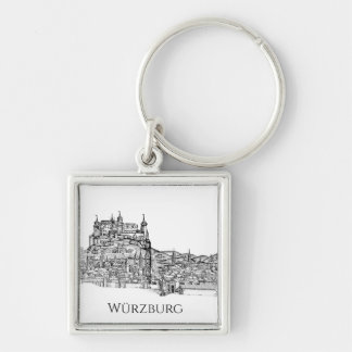 Llavero Paisaje urbano de Würzburg Baviera Arte lineal min