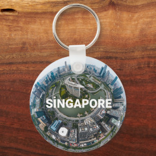 Llavero Paisaje urbano retro de la ciudad de Singapur