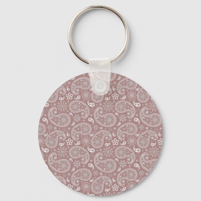 Llavero Paisley de oro blanco y rosa (Anverso)