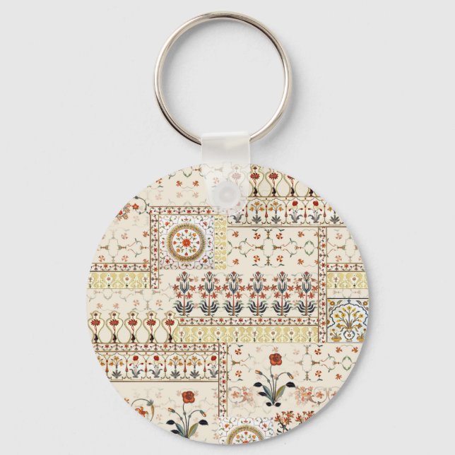Llavero Paisley floral mogol: Elegancia digital étnica. (Anverso)