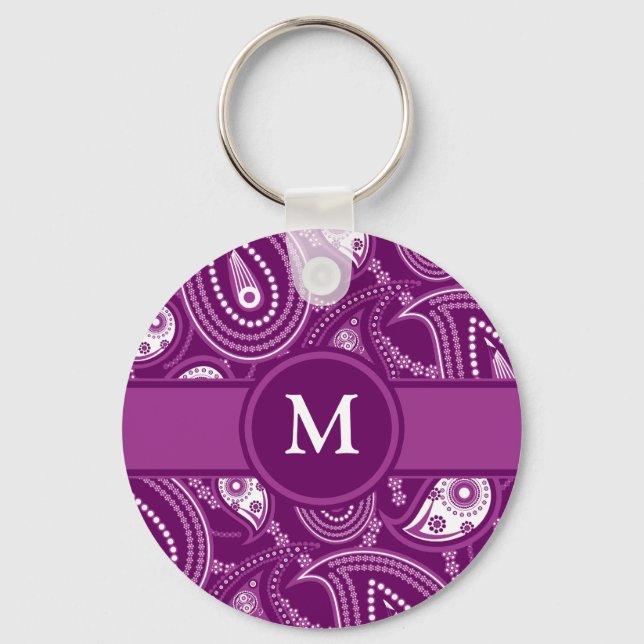 Llavero Paisley morada y blanca (Anverso)