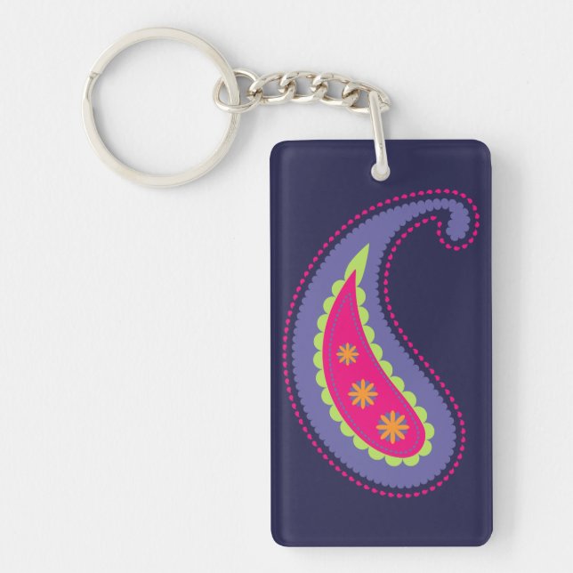Llavero Paisley morada y rosa (Frente)