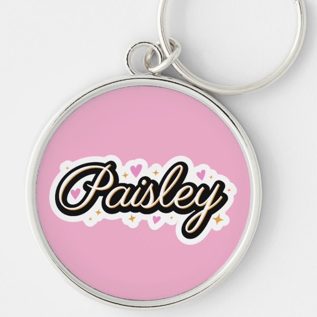 Llavero Paisley nombra diseño lindo (Frente)