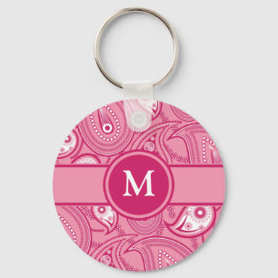 Llavero Paisley rosa y blanca