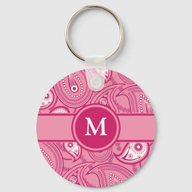Llavero Paisley rosa y blanca (Anverso)