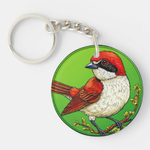 Llavero Pájaro Alcaudón dorsirrojo Colorido