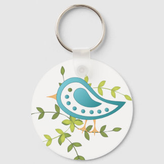 Llavero Pájaro azul paisley de la felicidad