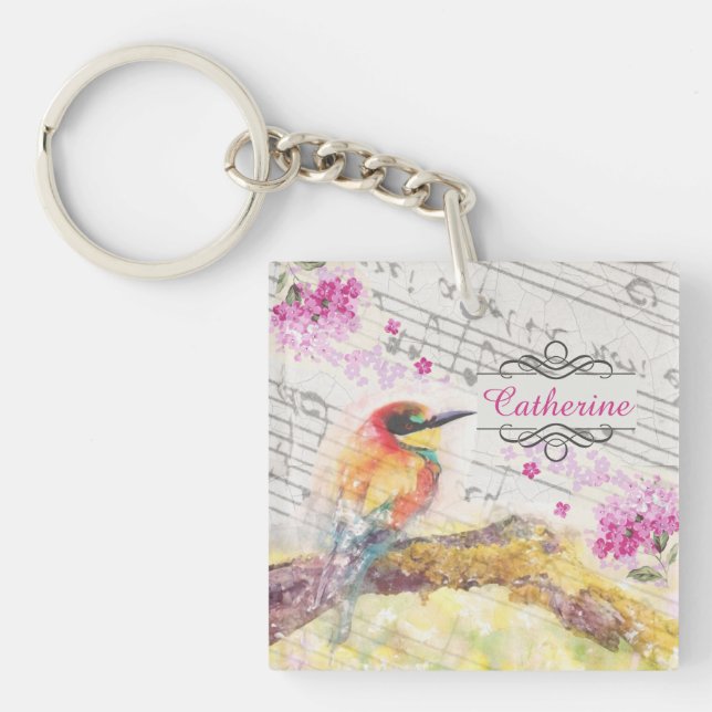 Llavero Pájaro de cosecha en la descomposición de las flor (Frente)