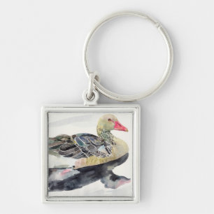 Llavero Pájaro de la acuarela del drenaje de la mano, pat