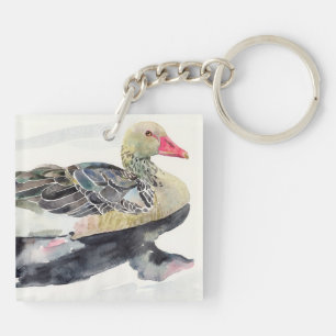 Llavero Pájaro de la acuarela del drenaje de la mano, pat