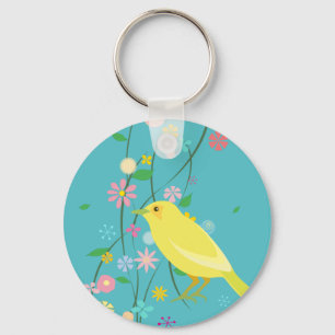Llavero pájaro de la flor (azul)