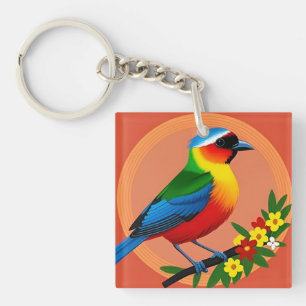 Llavero 🌸 Pájaro Entre Flores Diseño Inspirado en la Natu