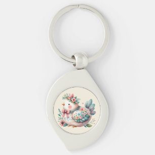 Llavero Pájaro Folk Floral con Encanto Boho Pastel
