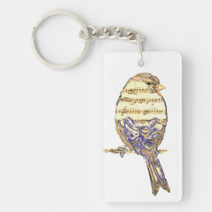 Llavero Pájaro Lindo con Notas Musicales Personalizar 