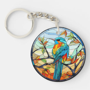 Llavero Pájaro Martín Pescador de Vidrio Teñido Dulce