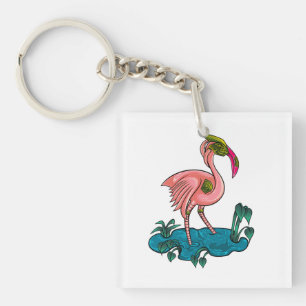 Llavero Pájaro mecánico, flamingo rosado Mecha Robot