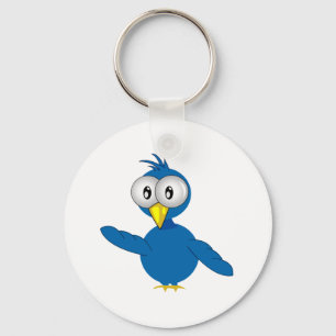 Llavero Pájaro Personalizado azul de ojos grandes