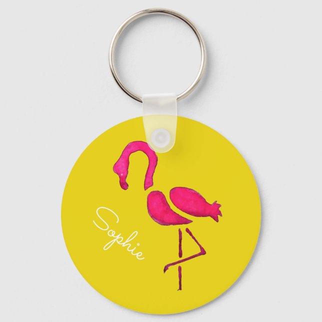 Llavero Pájaro único de flamingo rosa (Anverso)