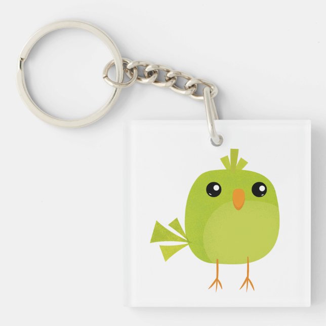 Llavero Pájaro Verde Dibujos Animados   (Frente)