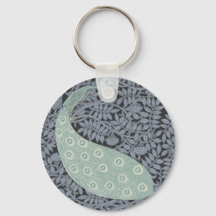 Llavero Pájaro Vintage clásico de Peacock Art Nouveau