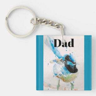 Llavero Pájaros australianos Blue Wren Wrens Arte Acuarela