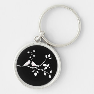 Llavero Pájaros de amor negro y blanco Boda Ducha nupcial