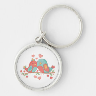 Llavero Pájaros de Amor Rosa y Azul Turquesa Boda Amor