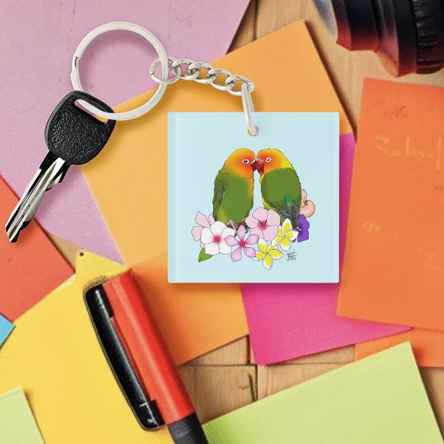 Llavero Pájaros del Amor Flores Tropicales (Subido por el creador)